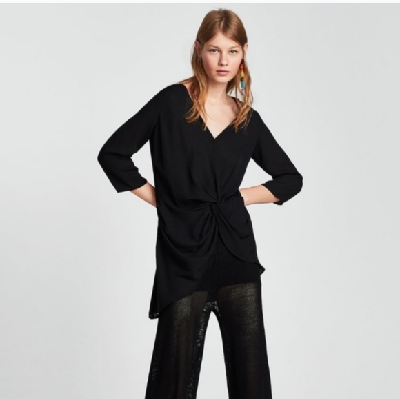 Zara knotted, Asymmetric Hem Line.‎  Size Small. - Picture 1 of 13